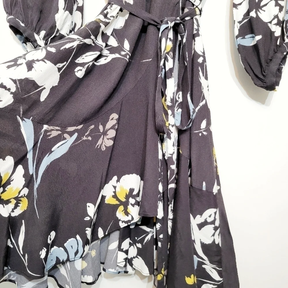 Yumi Kim Love Wins Black Floral Ruffled Wrap Dress Size Small - Picture 9 of 12